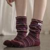 Женские осенне-зимние новые модные хлопковые носки стандартной расцветки в полоску, свободные, с отворотом в рубчик