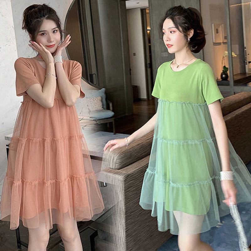 Summer Dress Loose Thin Short-sleeved Top Mid-length Summer Dress