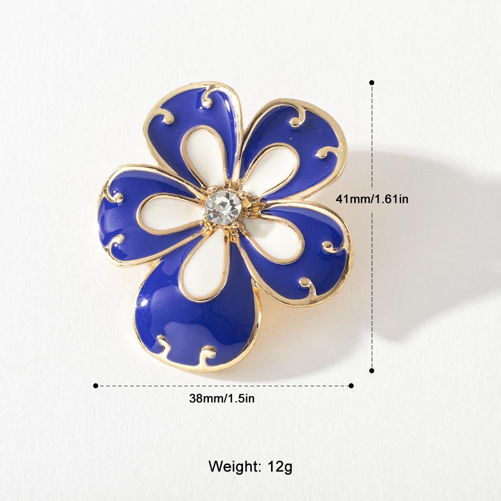 Pinkdudu New French Vintage Court Blue Flower Enamel Brooch 925 Silver Needle Stud Earrings for Women Jewelry PD1010