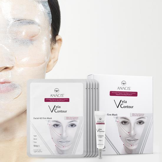 Коллагеновая маска-пленка ANACIS Bella Contour 4D Firm (5 листов) (+ 7 г подтягивающего крема в комплекте)