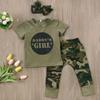 Camo Newborn Baby Boys Girls Short Sleeve T-shirt Tops Pants Outfits Set Clothes