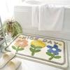 VIKAMA | Fresh Floral Imitation Cashmere Rug - Non-Slip, Absorbent Bathroom Mat/Living Room Doormat/Multi-Purpose Foot Mat