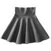 Women High Waist Knitting Woolen Skirt Ladies Slim Elastic Pleated Flared Skirts
