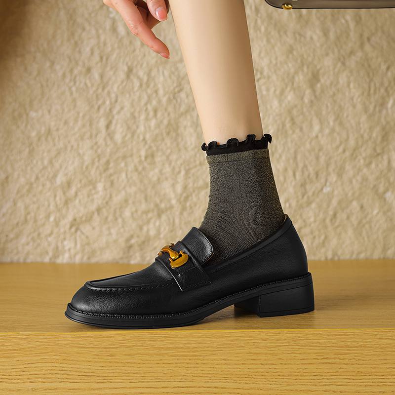 Krazing Pot Весенние туфли из коровьей кожи с круглым носком на толстом среднем каблуке, броги, женские туфли-лодочки большого размера 43 с металлическими застежками