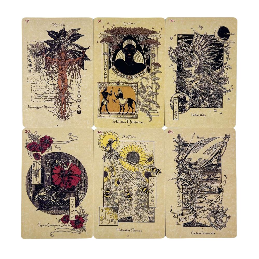 Магические Ботанические Оракульные Карты Колода из 33 Карт Таро Английское Издание для Гадания Настольные Игры