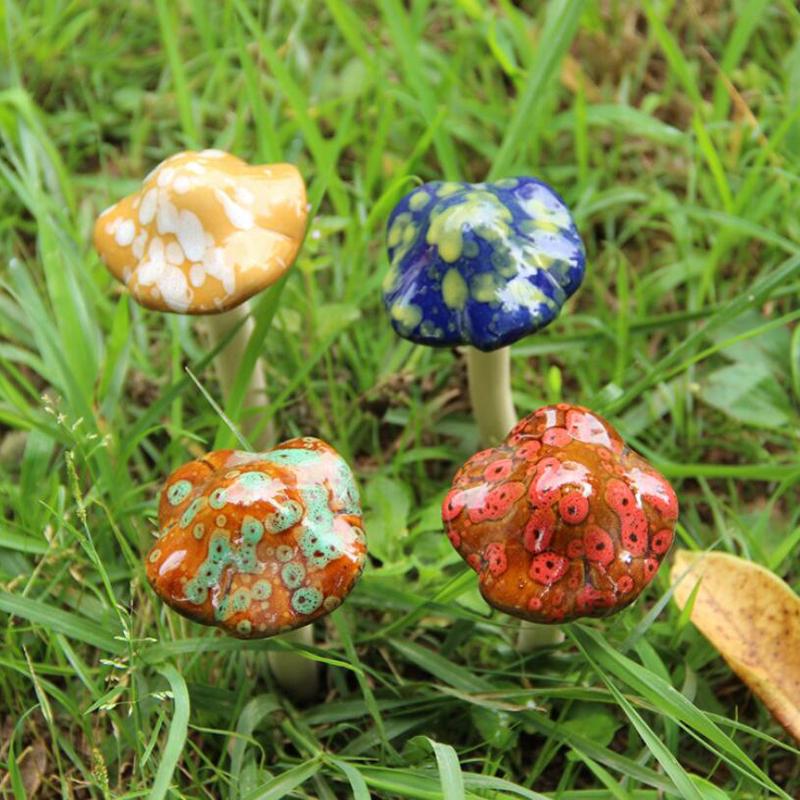Ceramic Simulation Mushroom Model Bonsai Ornament Diy Home Garden Lawn Decor