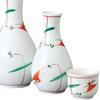 Sake Tokkuri and Ochoko 8cm X Akae Tsuyukusa Tokkuri Tokkuri and Sake Cup Set Mino Ware Ale-net Set, Set, H15.2cm, Approx. 280cc, (Large), (2),