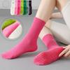 2 Pairs Sports Socks Cotton Mid-calf Yoga Socks Solid Striped Breathable Anti-slip Indoor Fitness Socks Gym Dance Pilates Socks