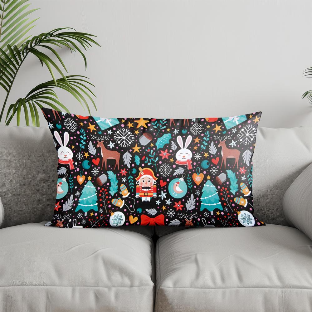 Домашний Декор Рождественское Украшение-Подушка с узором Подходит для дивана, спальни, автомобиля Наволочка Подушка Прямоугольная Подушка для спины