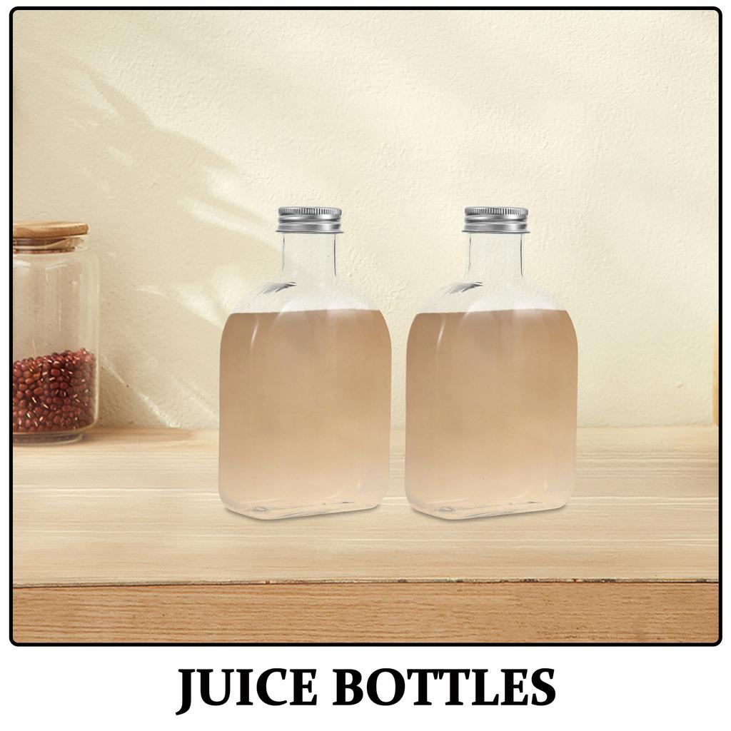 15pcs Cold Drink Bottles 350Ml Flat Plastic Beverage Containers Clear Reusable Juice Flask For Travel Ice Coffee Smoothie Tea