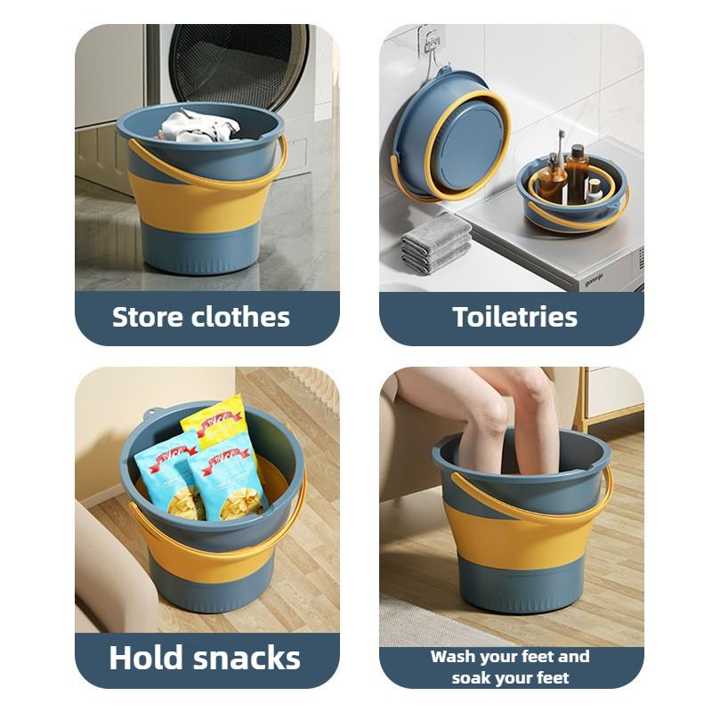 5/10/17L Collapsible Bucket Outdoor Fishing Camping Space Saving Portable Folding Car Wash Bucket Bathroom Kitchen Bucket