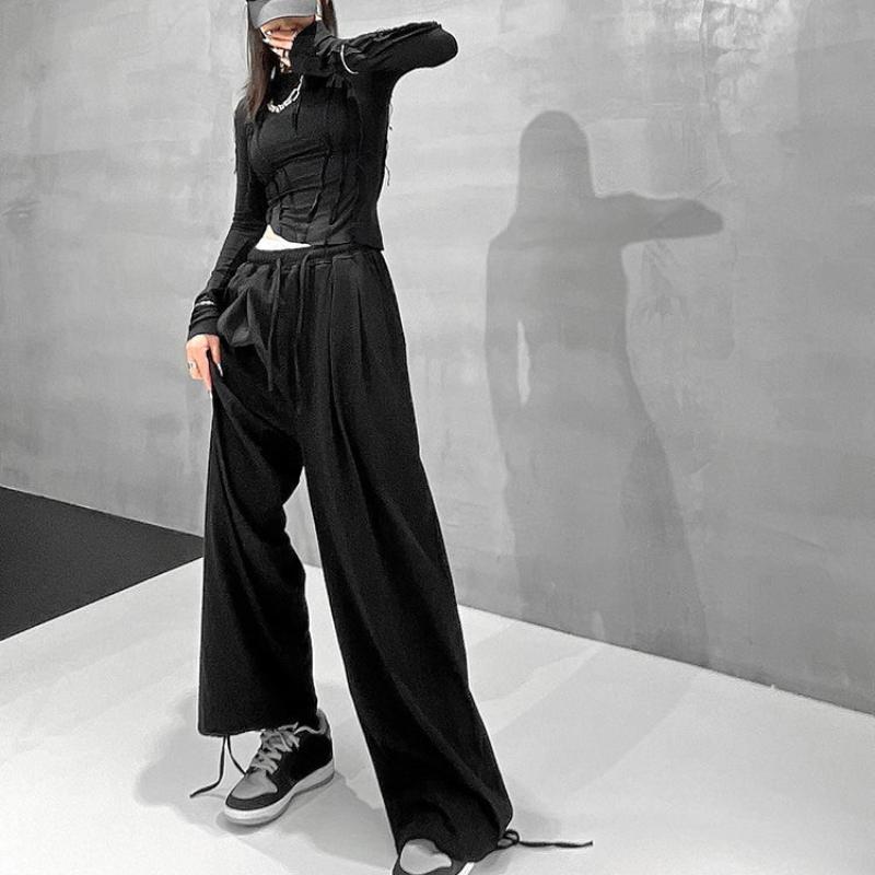 Серые спортивные штаны для бега больших размеров, женские корейские модные черные спортивные штаны для бега, свободные широкие брюки, женские