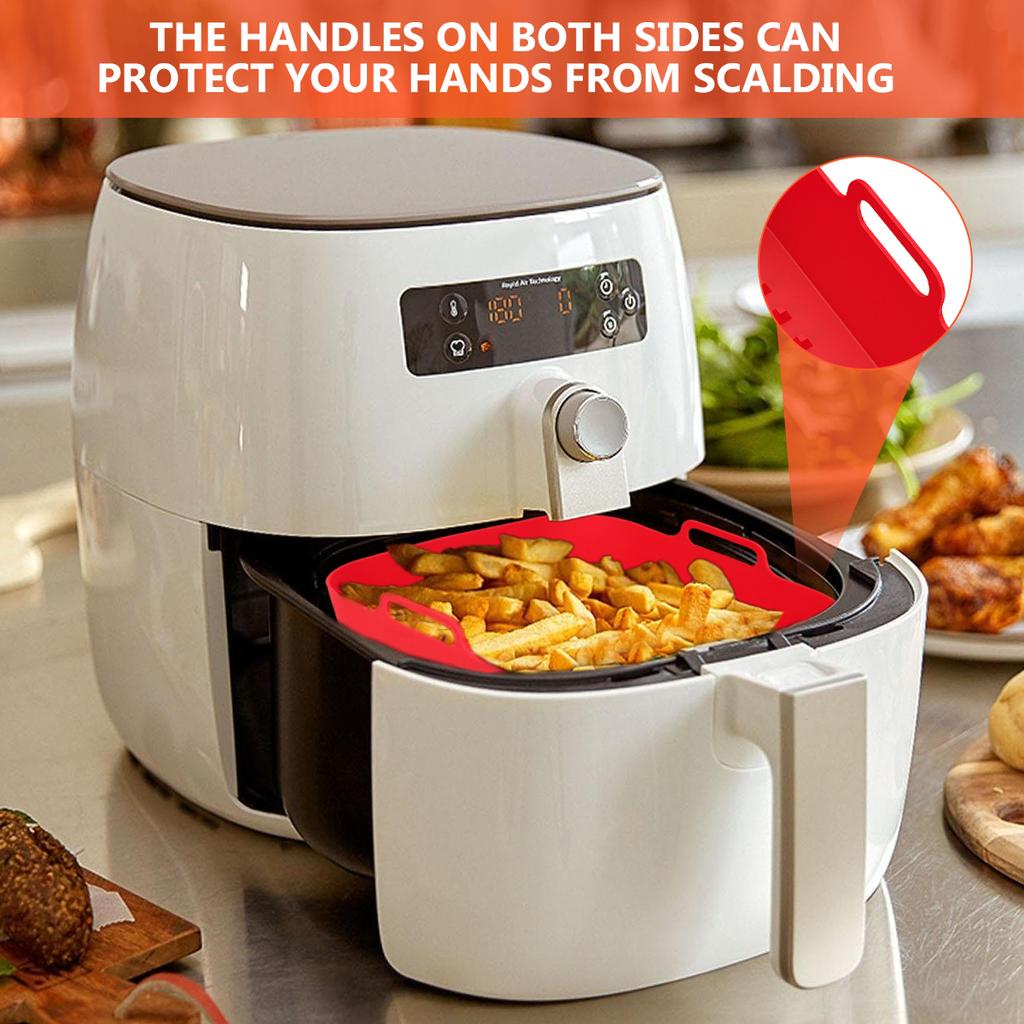 2/3Pcs Reusable Airfryer Pan Liner Accessories Thick Square Air Fryer Silicone Pot Food Safe Non Stick Chicken Airfryer Basket