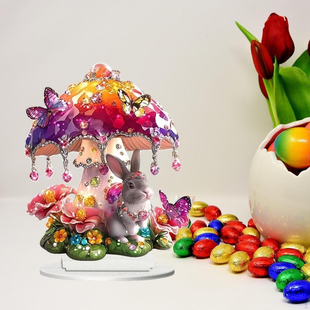 2D Bunny Ornament Acrylic Rabbit Design for Festive Tabletop Display