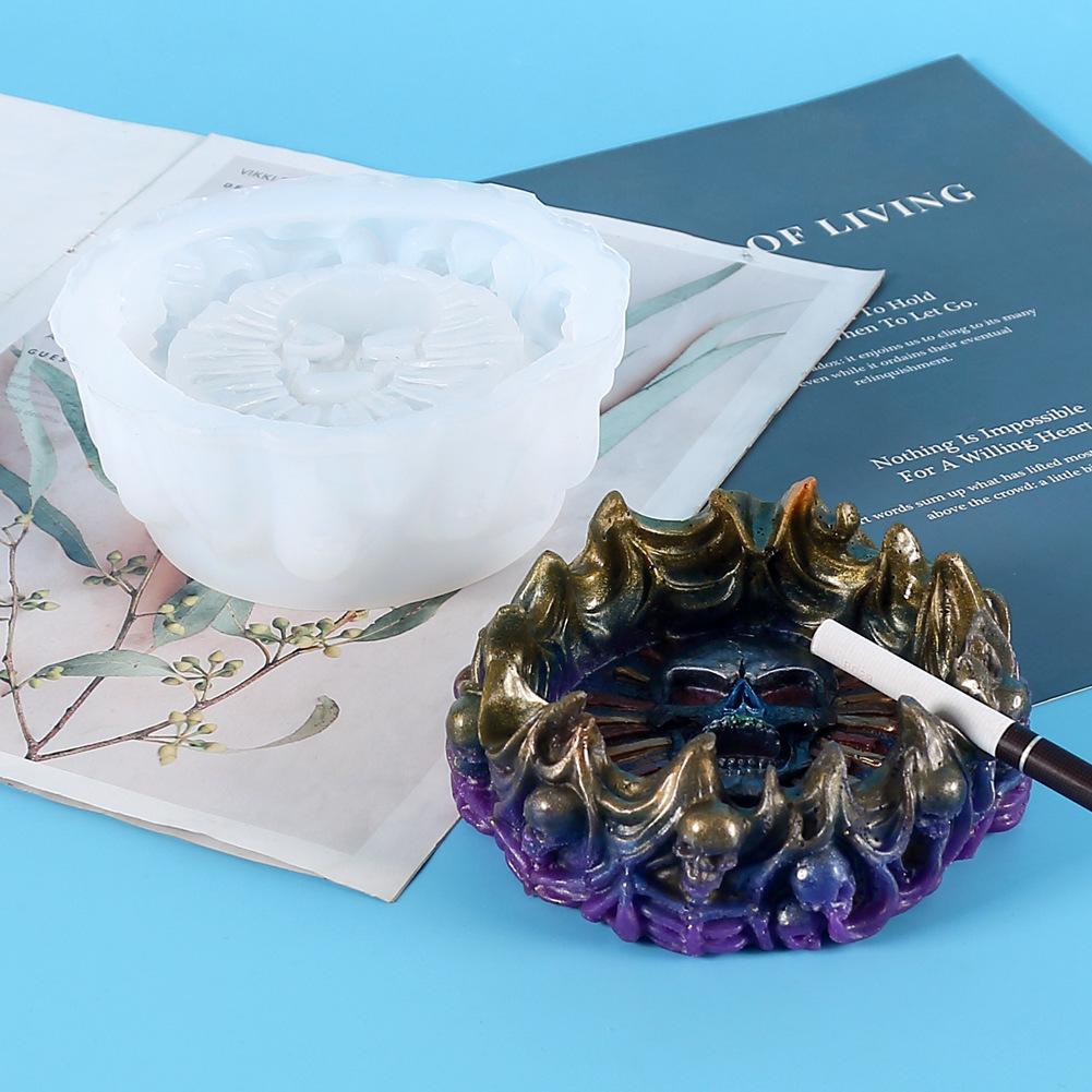 Сделай сам Кристальная эпоксидная форма для пепельницы Новая форма для пепельницы в виде черепа Высокозеркальная форма из силиконовой смолы ручной работы