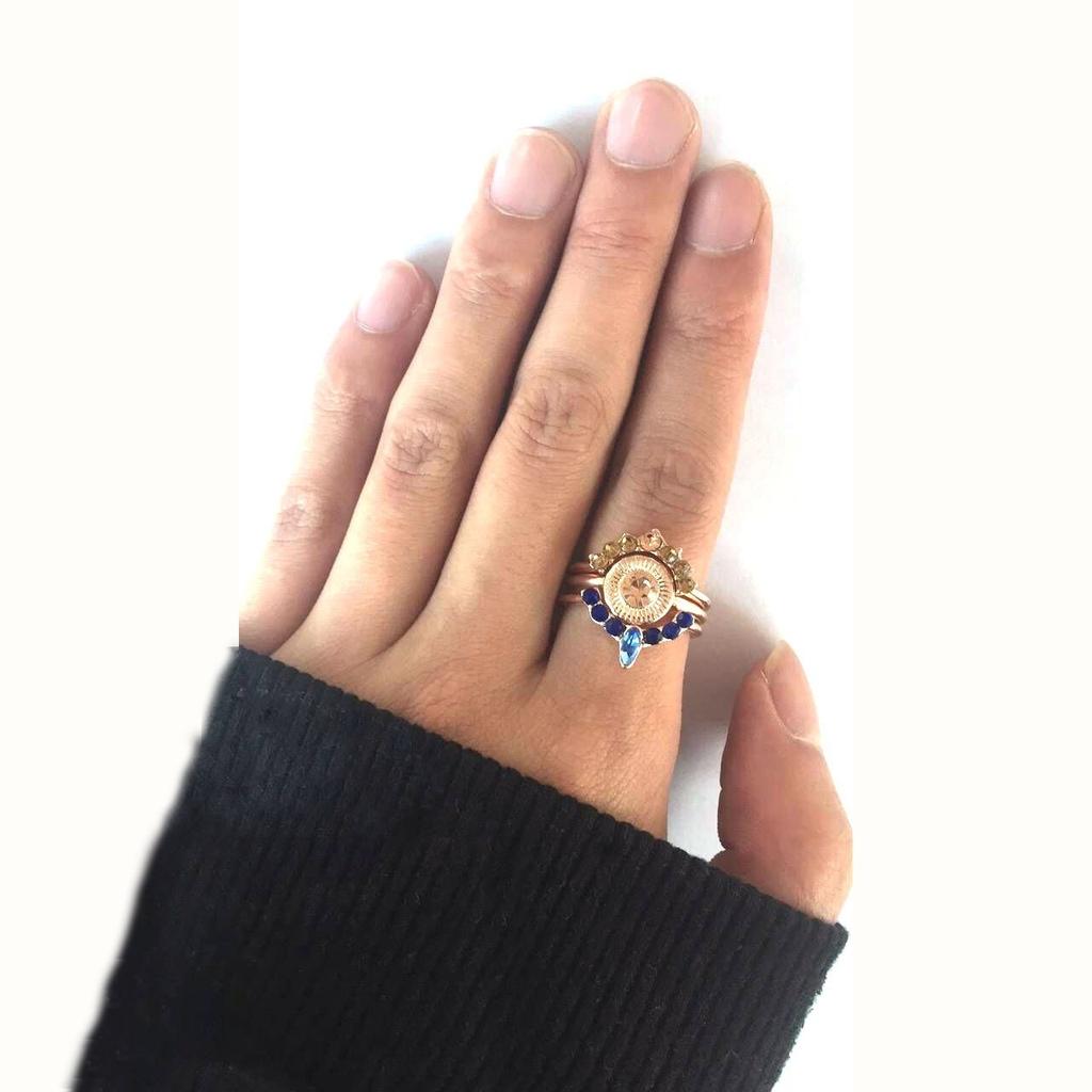 Этнический стиль Винтажный красный драгоценный камень кольцо комплект роза кольцо для женщин набор колец палец комплект