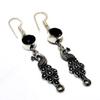Ювелирные серьги ручной работы с черной шпинелью 925 пробы, посеребренные, 2,38 дюйма