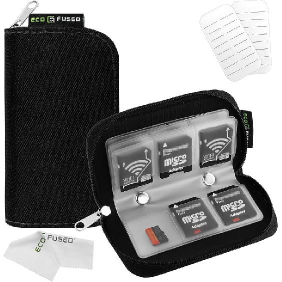 Eco-Fused Memory Card Case - Fits up to 44x SD, SDHC, Micro SD, Mini SD and 4X CF - Holder with 44 Slots (Purple / 44 Slots - 1 Pack)