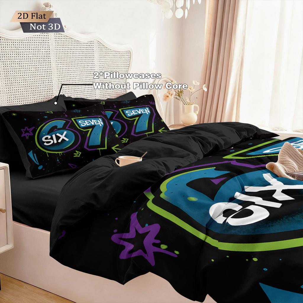 3 шт. Шесть Семь Черный Принт Без Каркаса Пуховое Одеяло Наволочка Комплект Разные Размеры Удобное Украшение Для Спальни Постельное Белье