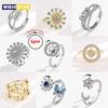 2024 Fashion Beads Anxiety Ring Fidget Spinner Rings Korea Crystal Butterfly Flower Star Moon Ring Anti Stress Jewelry Gift