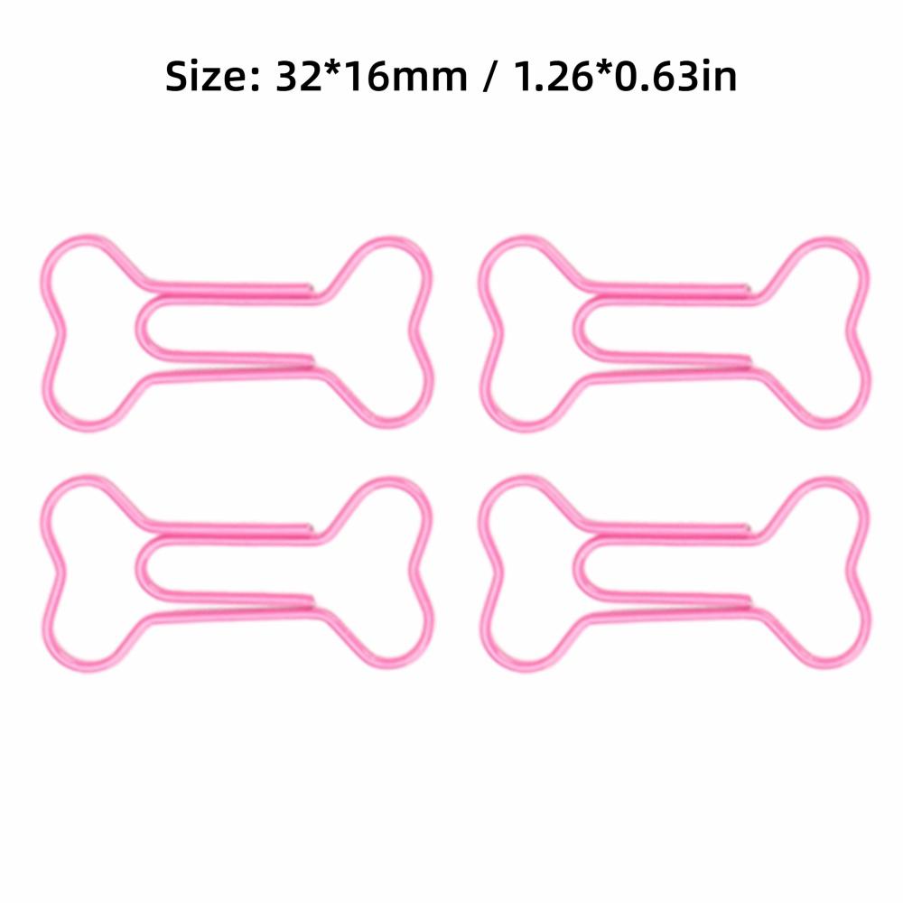 100Pcs Bone Shaped Paper Clips Pink Cute Paper Clips Small Paper Clips Office