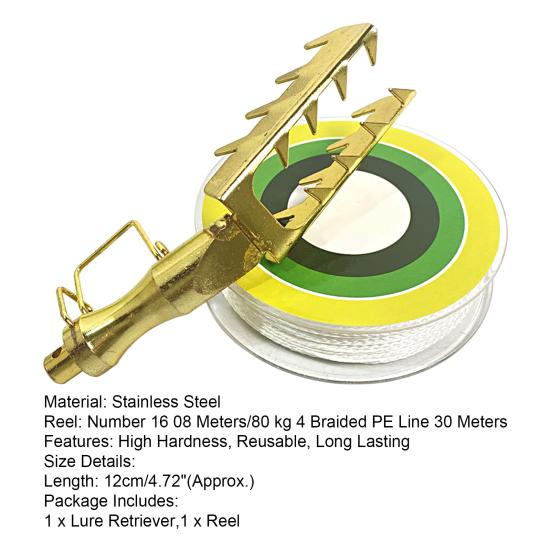 1 Set Fishing Lure Retriever High Stability Sawtooth Design Reusable Wear-resistant Ultra-Light Rescue Bait Stainless-Steel Rescue Lure Seeker Bait