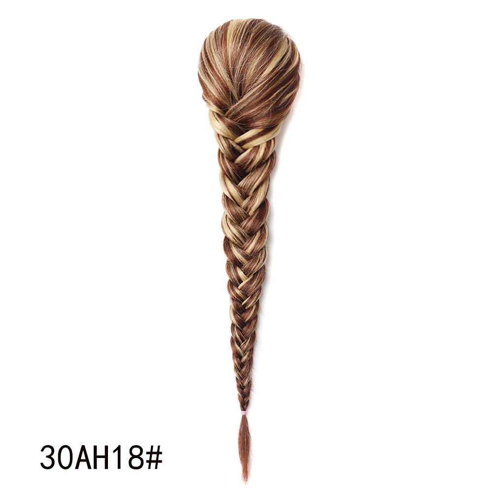Jeedou Ponytails Hair Braided Plaited Fishtail Fishbone Drawstring Ponytail Extension Rainbow Colorful Chignon Hairpiece