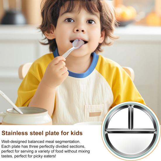 Обеденная тарелка из нержавеющей стали, разделенная на тарелки, круглая сервировочная тарелка, столовая, обеденные блюда, контейнер для детей