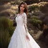 2025 Spring & Summer New Women's Long-sleeved One-shoulder Bridal Wedding Dress with Lace Jacquard for Bride