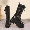 Fashion Plus Size 43 Autumn Women Boots Buckle Round Toe Wedges Platform Boots Punk Goth INS Women Street Shoes Combat Boots for Women