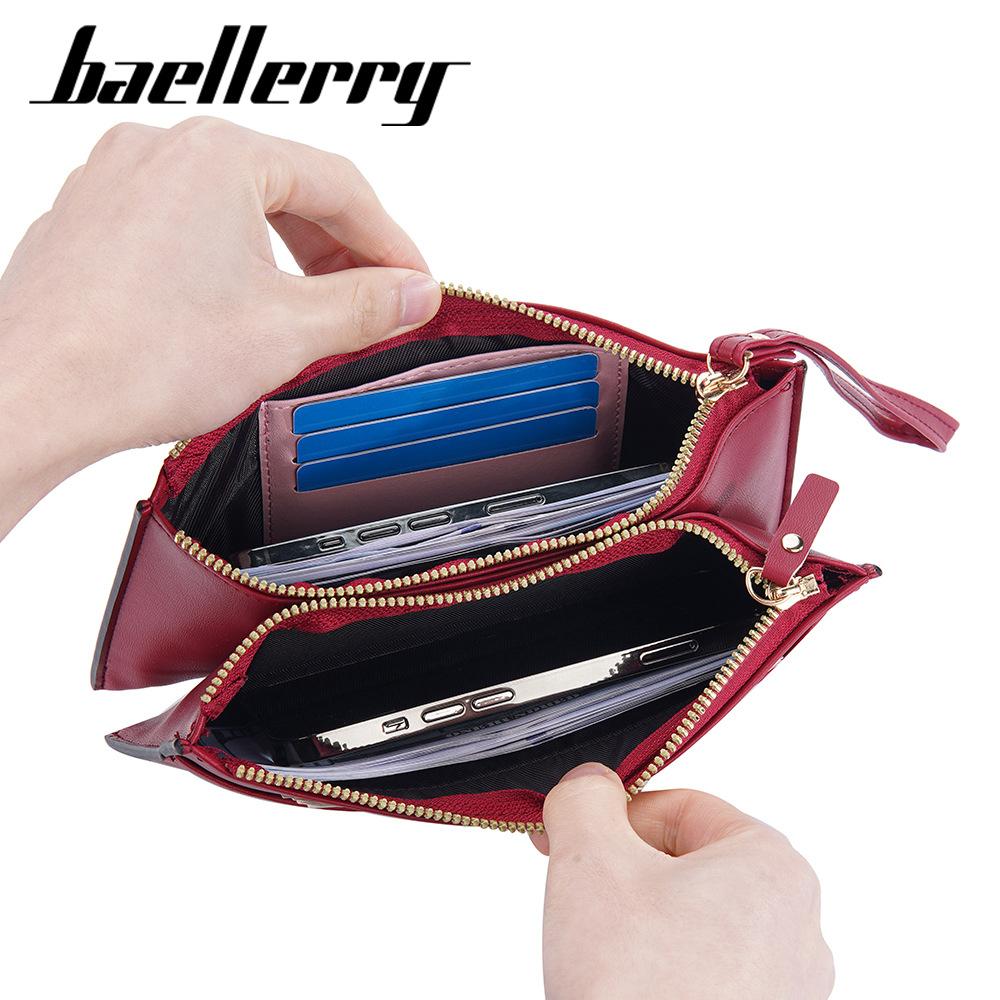 Baellerry Women's Long Purse Multifunctional Wallet Multi-card Slots Billfold Double Zipper Clutch Bag Pu Leather Cell Phone Bag