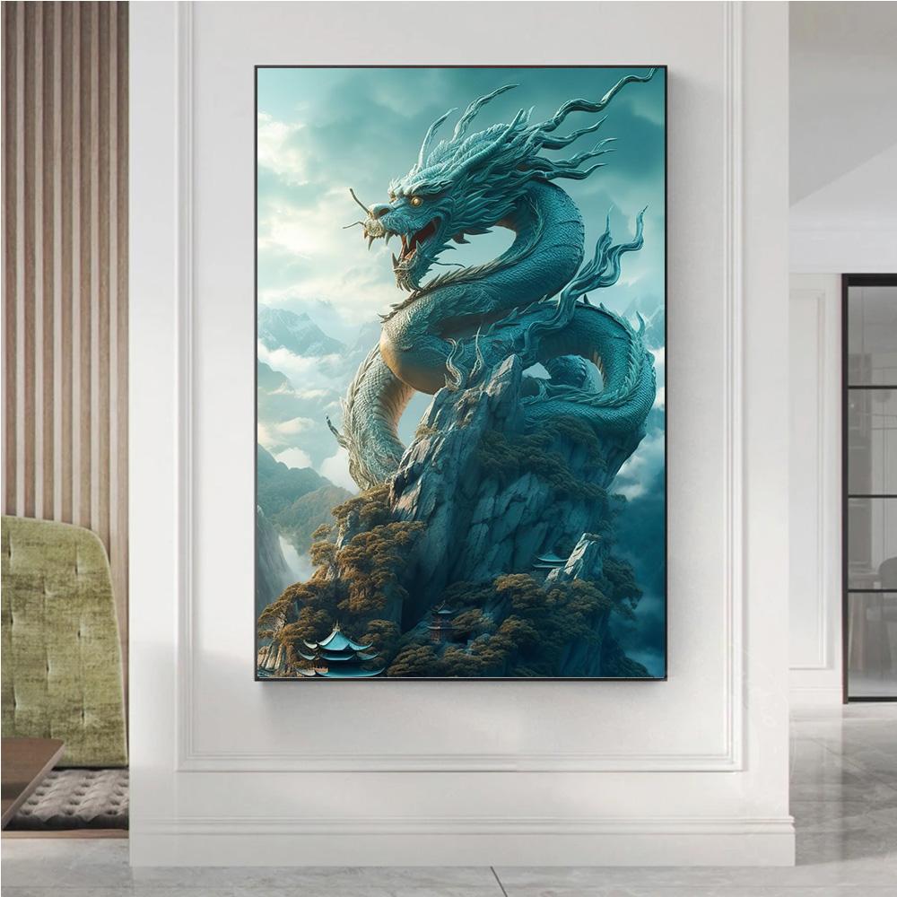 Fantasy Oriental Dragon In The Clouds Prints Poster Canvas Painting Modern Wall Art Pictures For Living Room Bedroom Home Decor
