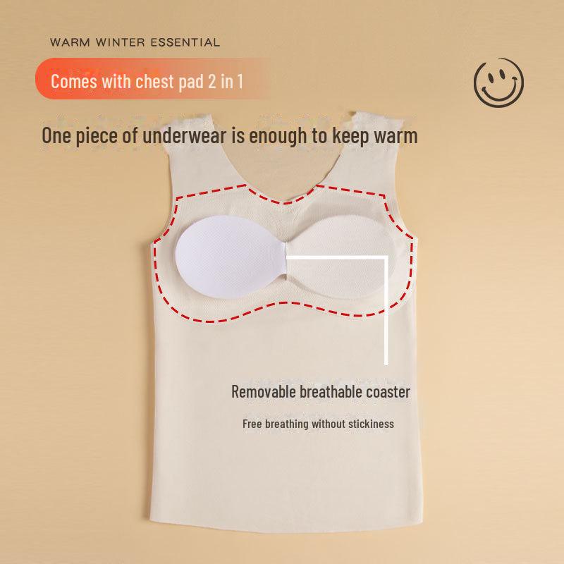 Girls' Seamless Thermal Vest with Chest Pad - Autumn/Winter