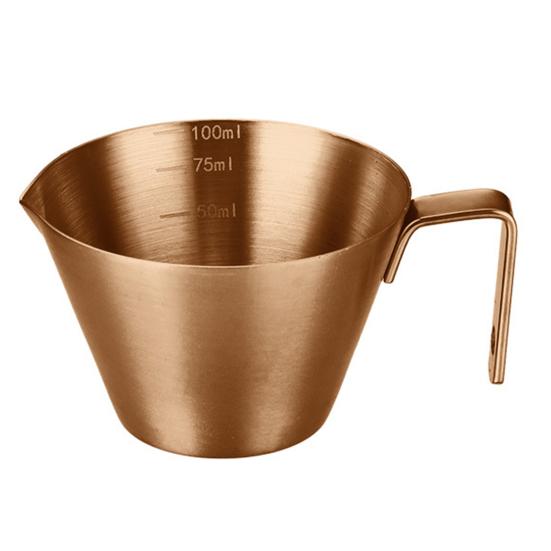 Мерный стакан из нержавеющей стали для эспрессо со шкалой, вместимость 100 мл, мини-стакан для наливания с ручкой, пищевой, точный