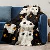 1pc Adorable Black and White Cat Pattern Lightweight Blanket - Soft Flannel Air Conditioning Blanket for All Seasons, Ideal for