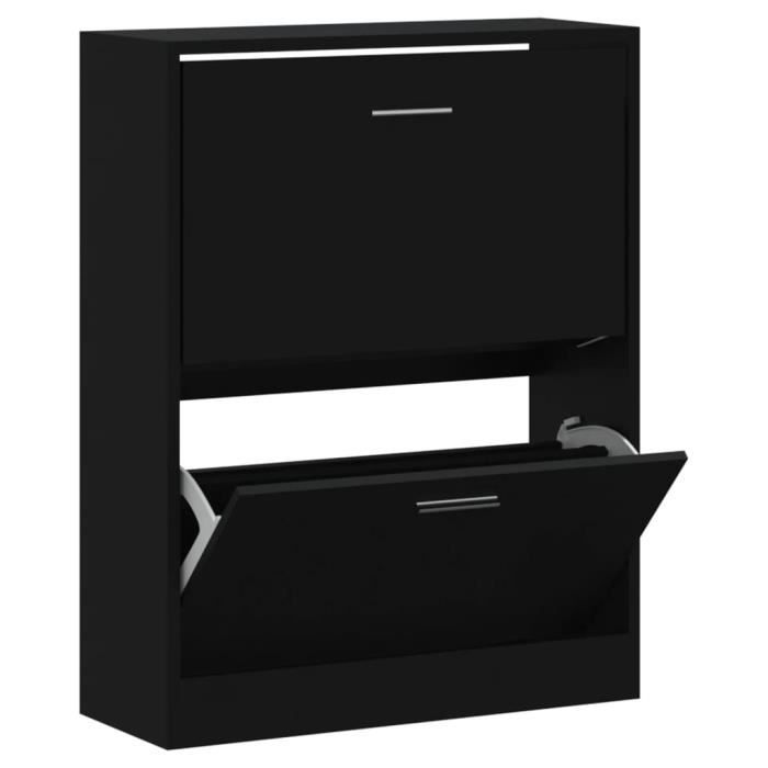 342558 vidaXL Shoe Cabinet Black 63x24x81 Cm Engineered Wood