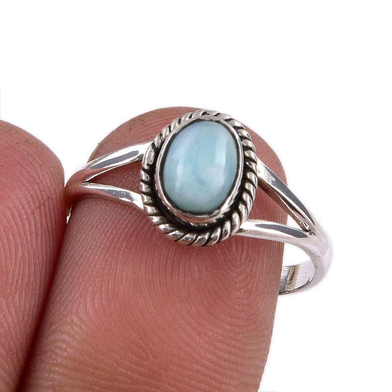 Кольцо из серебра 925 пробы с драгоценным камнем Natural Republic Larimar, размер 8, h9j70