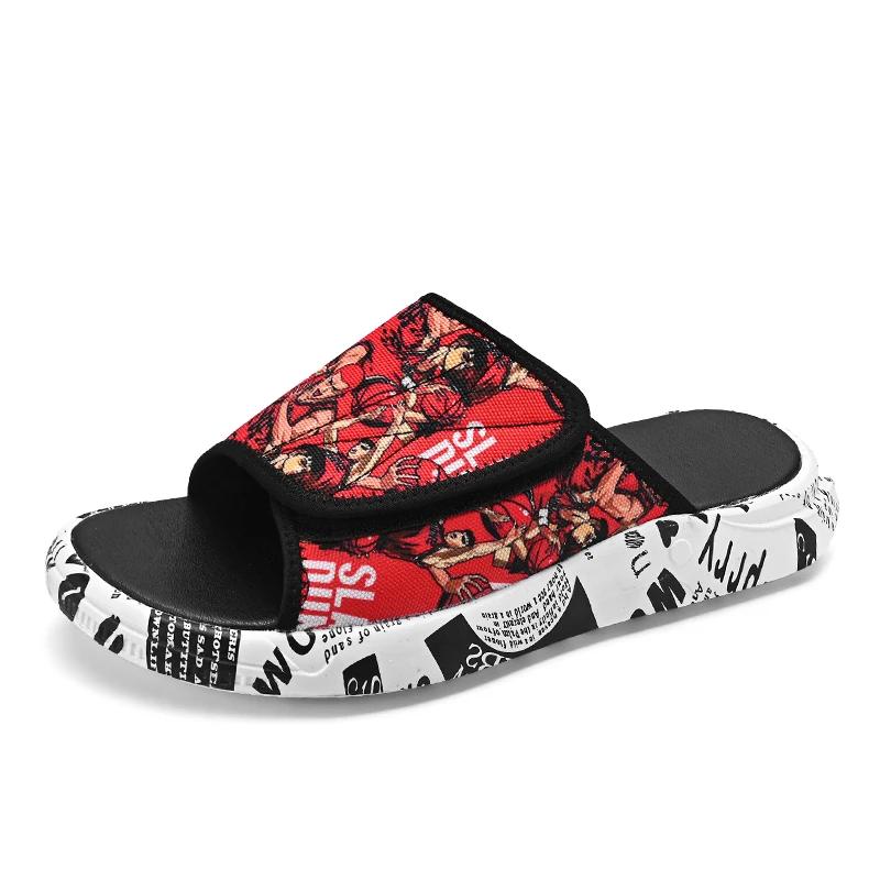 Модные летние молодежные тапочки для мужчин, уникальный дизайн, высококачественные тапочки, нескользящие наружные шлепанцы, сандалии с толстым носком