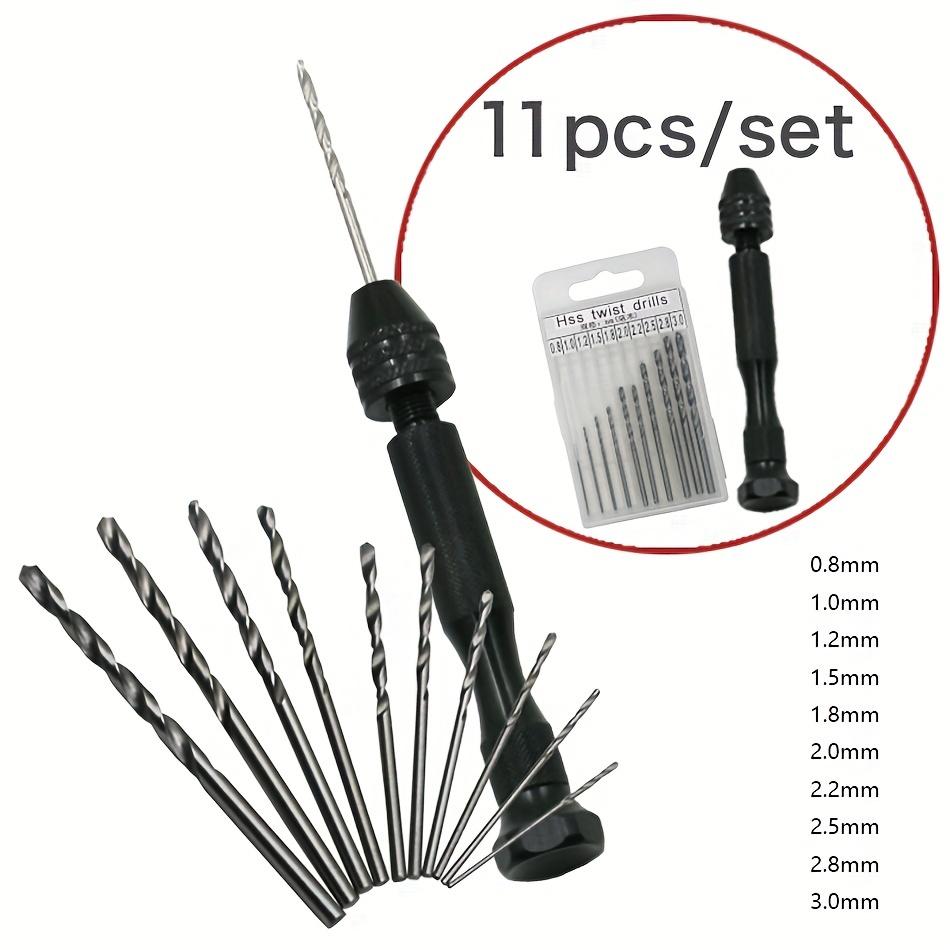 Ручное спиральное сверло с тремя зубцами 0,3–3,4 мм — точное ручное сверло-пробойник, канцелярский инструмент для мастеров по ремонту, плотников, мастеров по обработке янтаря — компактное, портативное