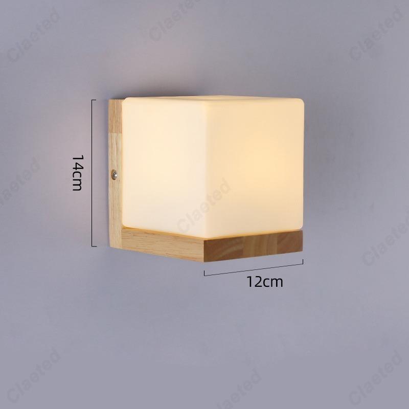 LED Glass Lampshade E27 Wooden Wall Lamp Bedroom Bedside Wall Lamp Home Living Room Bedroom Hallway Balcony Lighting Fixture