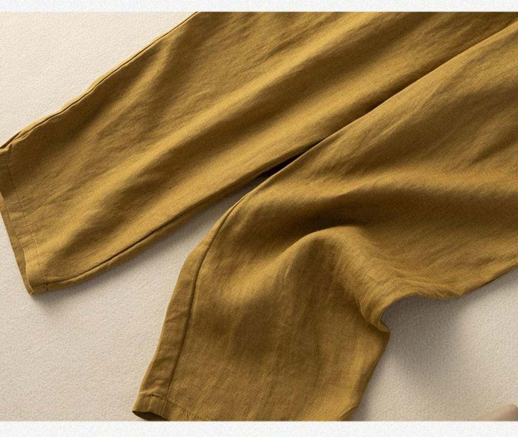 Женские ретро вышитые хлопково-льняные брюки-морковки: 2024 Свободный стиль гарема для весны, лета и осени