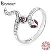 BAMOER 925 Sterling Silver Snake & Rose Ring for Women Personality Cool Fashion Ring Size 6 7 8 Women Statement Jewelry Gift
