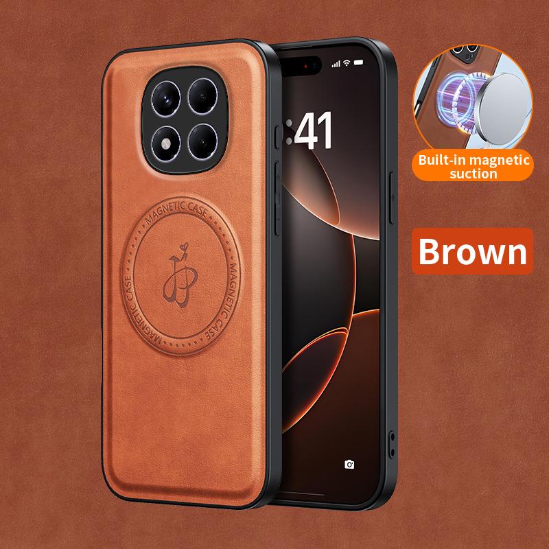 Роскошный магнитный держатель-подставка кожаный чехол для телефона для Xiaomi Redmi 14C 13C Redmi Note 13 14 Pro Беспроводная зарядка Чехол с логотипом