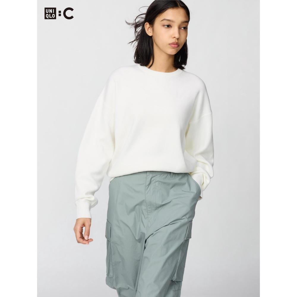 Uniqlo Гладкий хлопковый свитер с круглым вырезом
