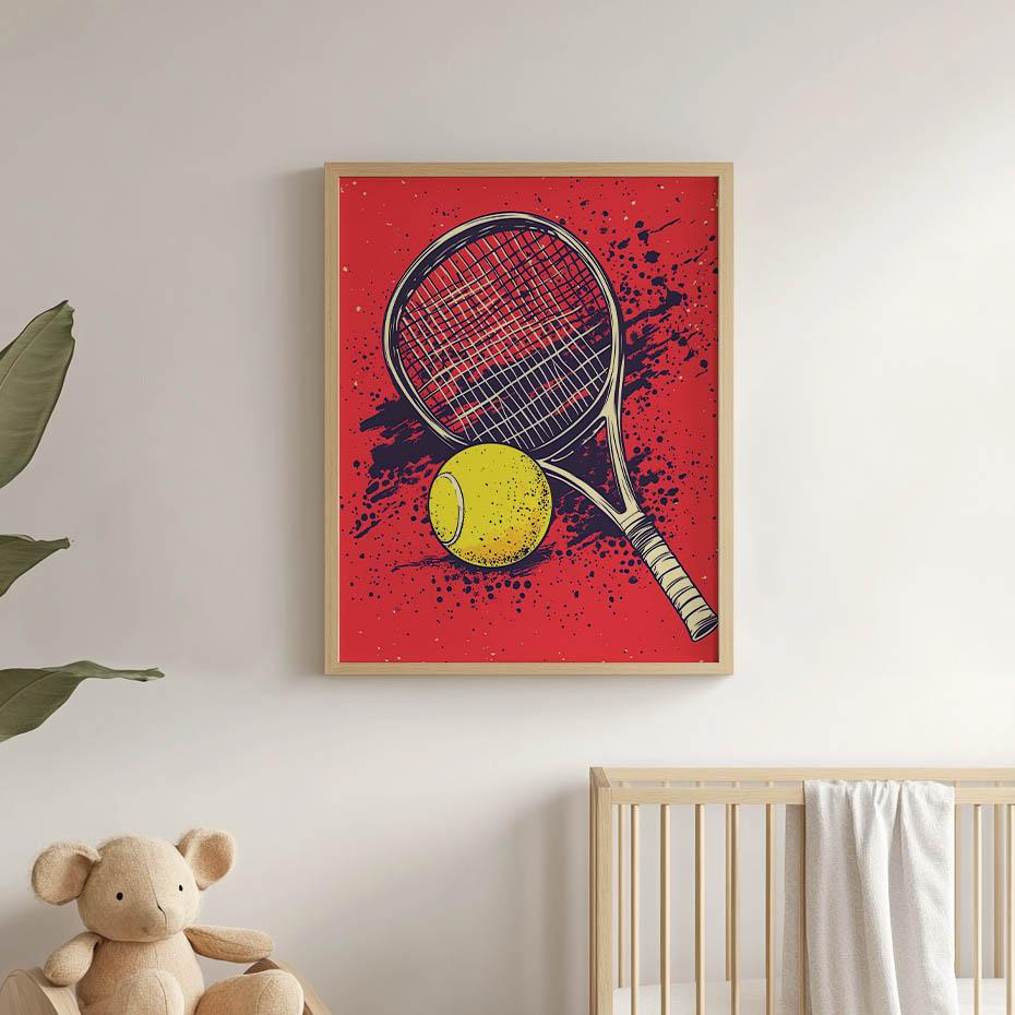 Plakat Tenisowa Pasja Plakat Tenisowa Pasja, 70X100 Cm, Rama Drewniana Jasny Dąb, Papier Matowy 230 Gsm