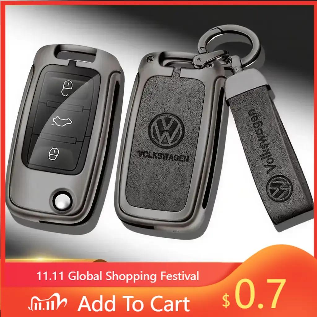 Для VW Сплав Цинка Кожаный Чехол-Оболочка для Автомобильного Пульта ДУ Для Volkswagen VW Polo Golf Passat Tiguan Beetle Caddy T5 Up Авто Кондиционер