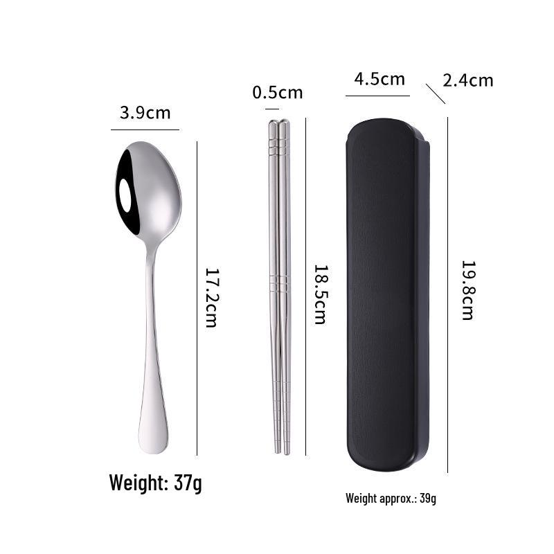 Stainless Steel 3-Piece Portable Cutlery Set with Box - Ideal Student/Child Gift