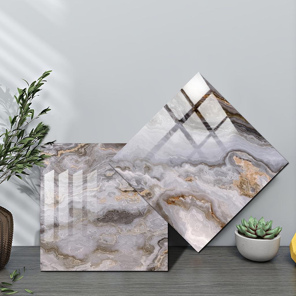 10pcs Marble Tile Sticker Self-adhesive Waterproof Wall Sticker, Removable Wallpaper