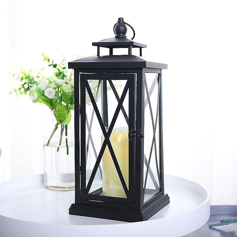 Простой подсвечник из железа и стекла в китайском стиле для декора дома и улицы