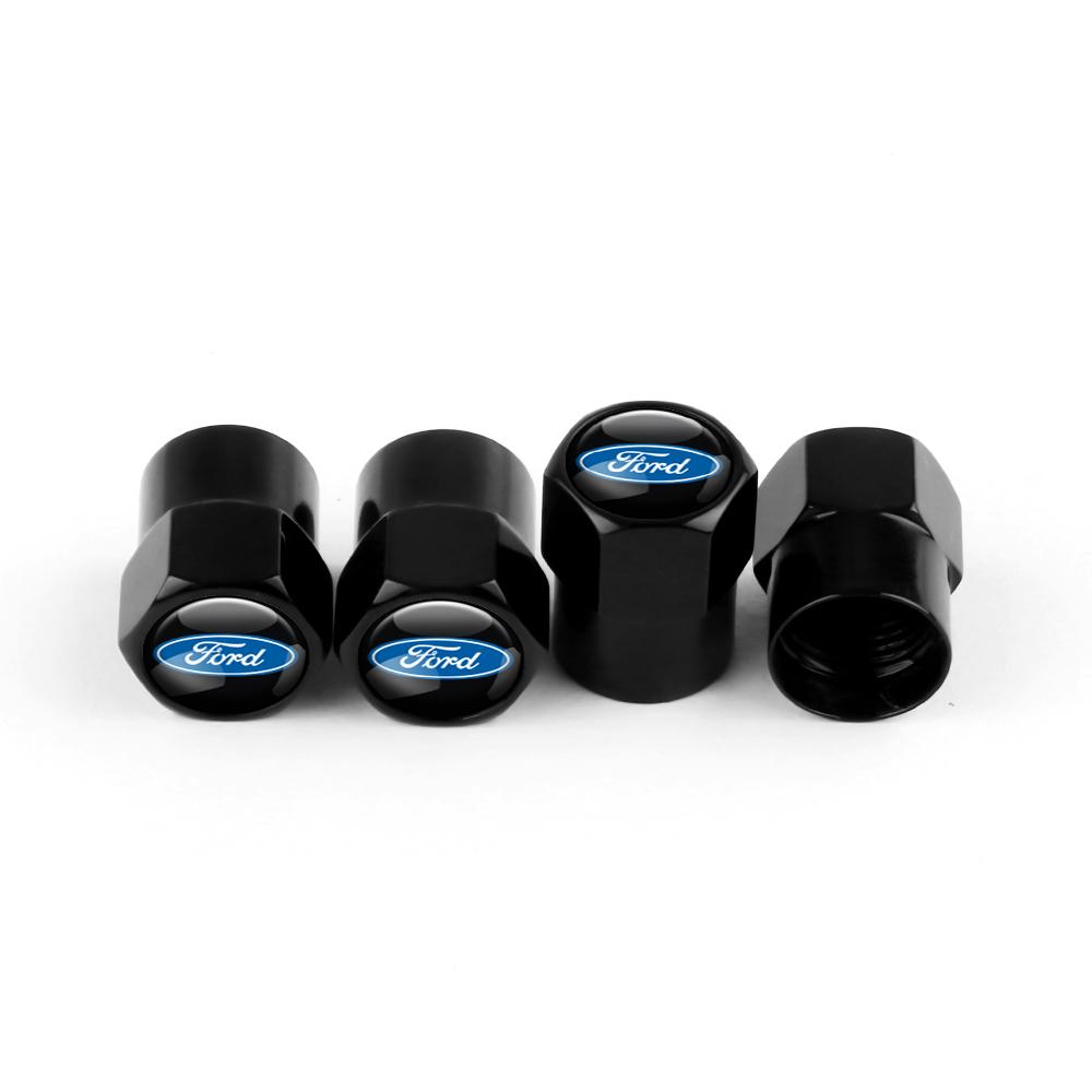 XXUI3 4pcs Car Styling Wheel Tire Valve Cap Air Stem Cover Badge Decoration For Ford Mustang ST Focus Mondeo Fiesta Kuga Accessories
